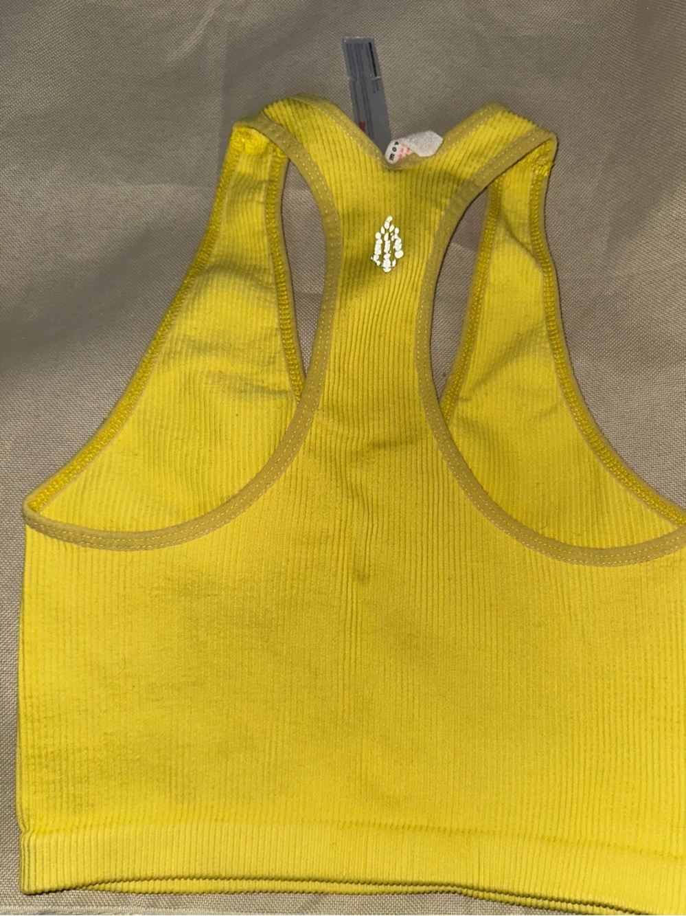 Free People Yellow Ribbed Racerback Sports Bra - Picture 2 of 4